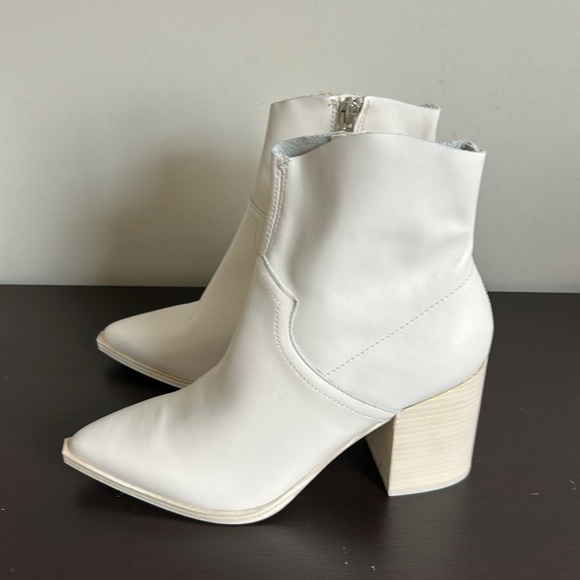 Steve Madden Cate Bone Leather Bootie Block Heel Pointed Toe Boot Sz 8 NEW - Picture 6 of 11